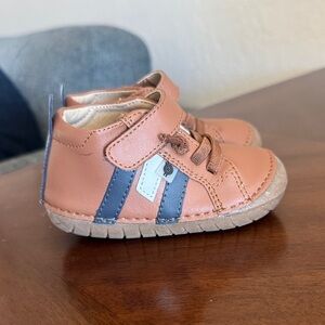 New Old Soles Tan & Navy Leather Baby Walker Shoes